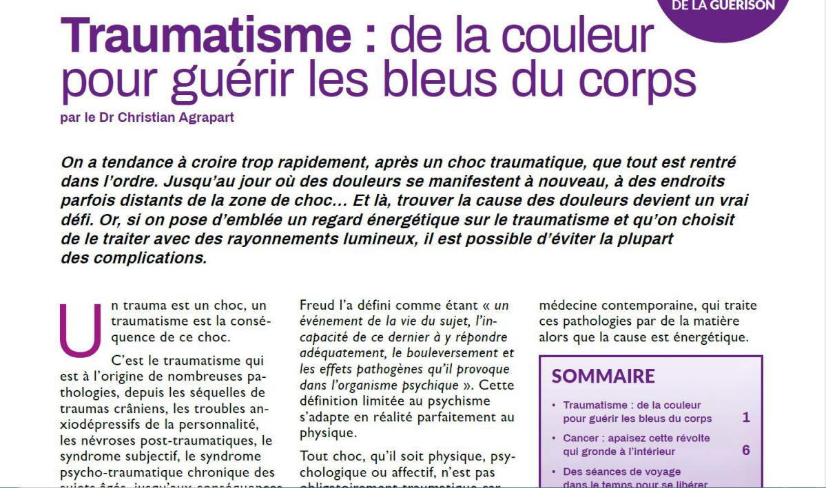 Article Christian Agrapart : Traumatismes